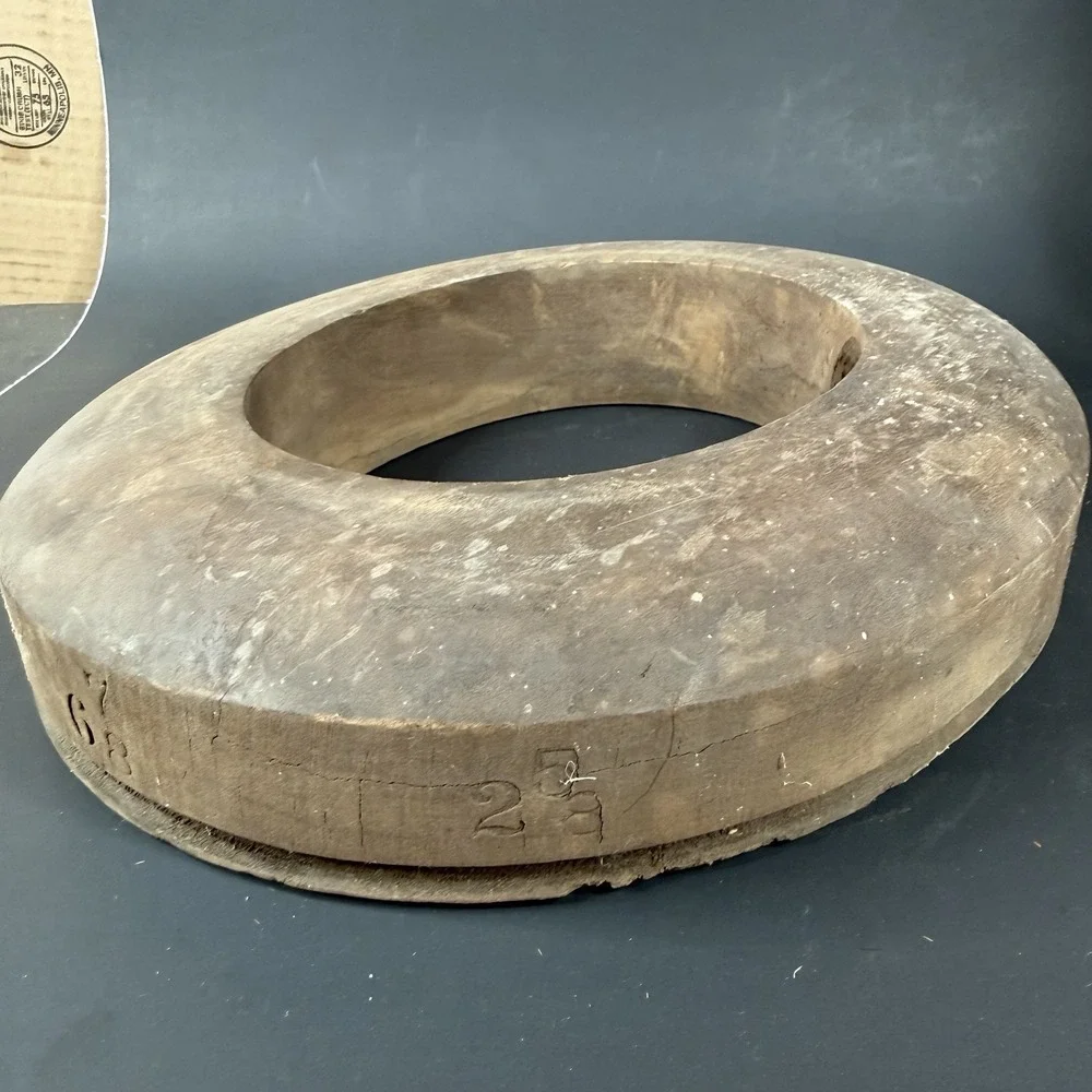 Vtg Hatters Supply House Industrial Wooden Millinery Hat Mold Block Form #32